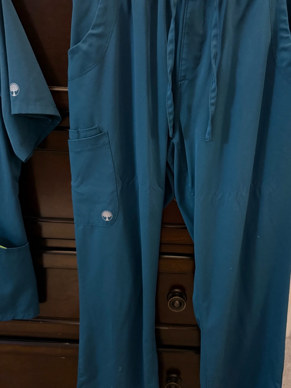 Unbranded Men's Teal Drawstring Scrub Pants
